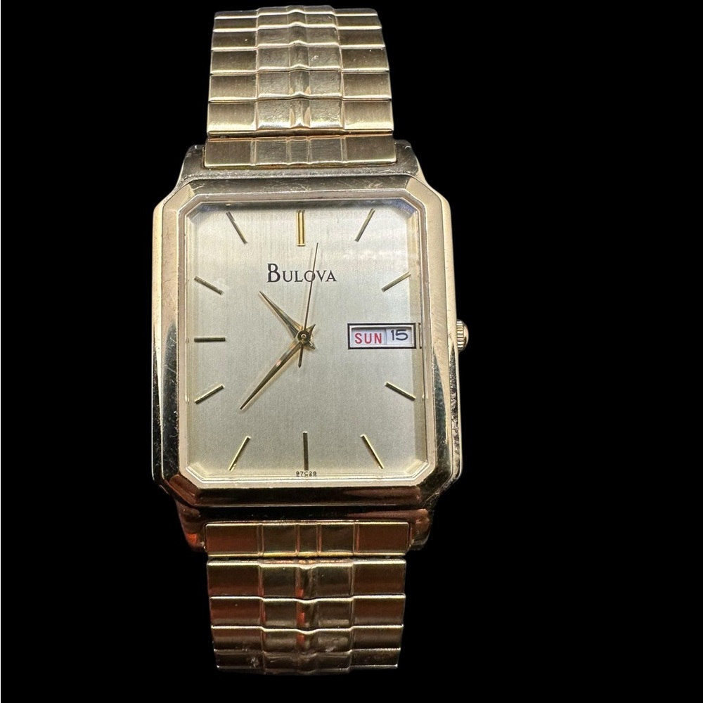 Bulova Gold Tone Men's Rectangle Watch - Gold Dial. New old stock. Unused
